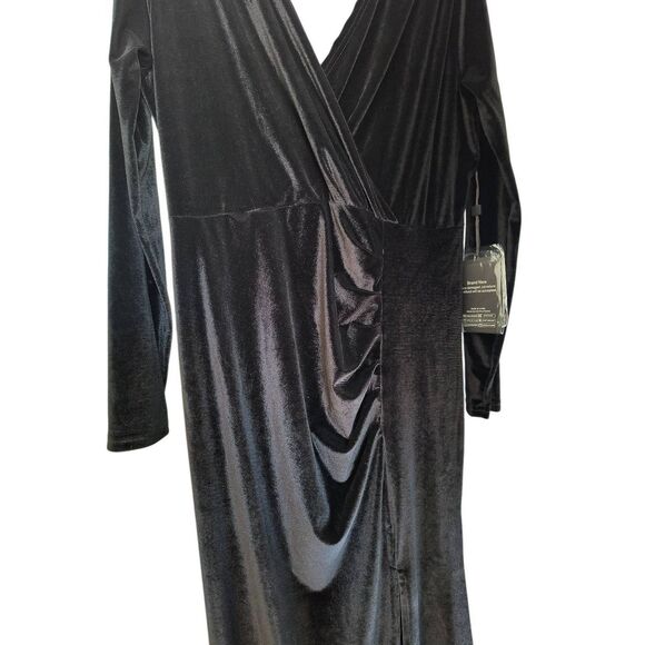 Babalet Formal Maternity Dress Long Sleeve Maxi Velvet Dresses Women Black XL - Picture 3 of 7